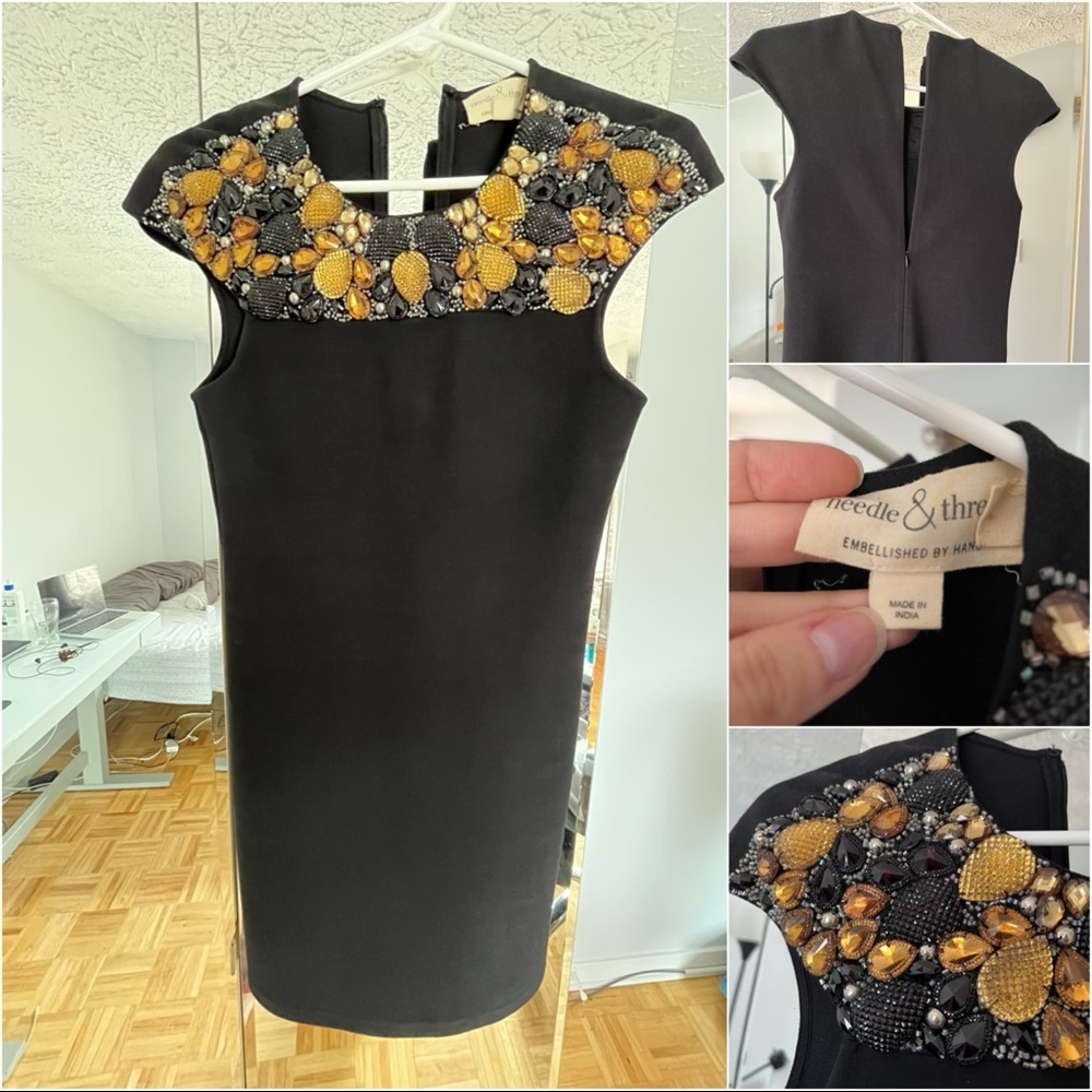 Needle & Thread Beaded Embellished Bodycon Cocktail Mini Dress